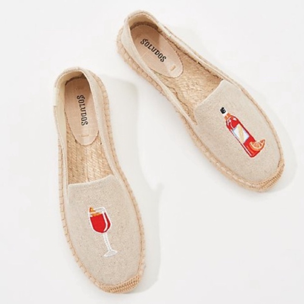 SOLUDOS Aperitif Espadrille SLIP ON SANDAL 9.5 TAN APEROL SPRITZ DRINK LOAFER